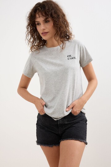 Kadın Bisiklet Yaka Ok Cool Basic T-shirt