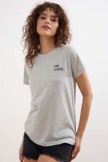 Kadın Bisiklet Yaka Ok Cool Basic T-shirt