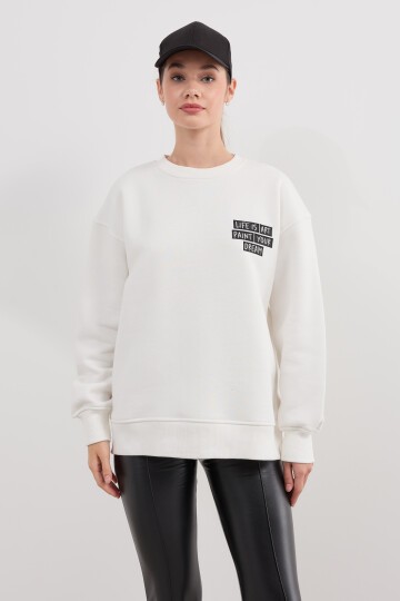 Kadın Baskı Detaylı Basic Sweatshirt