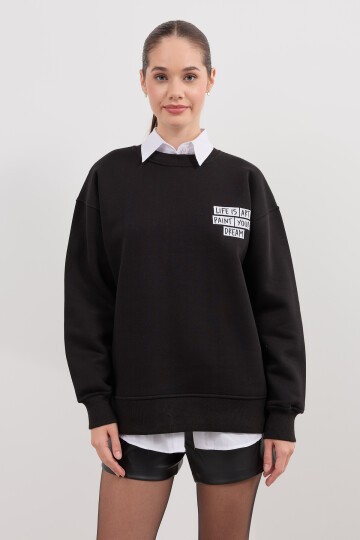 Kadın Baskı Detaylı Basic Sweatshirt