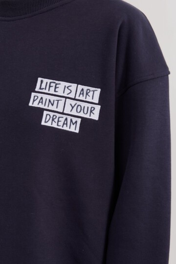 Kadın Baskı Detaylı Basic Sweatshirt