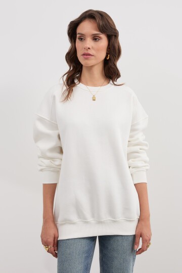 Kadın Bisiklet Yaka Üç İplik Basic Sweatshirt