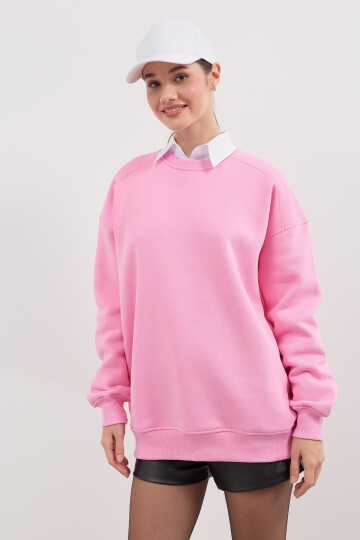 Kadın Bisiklet Yaka Üç İplik Basic Sweatshirt