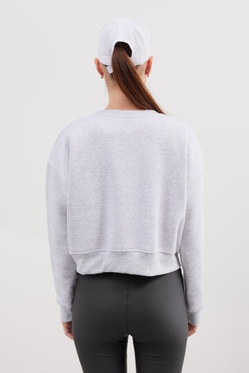 Kadın Üç İplik Basic Crop Sweatshirt